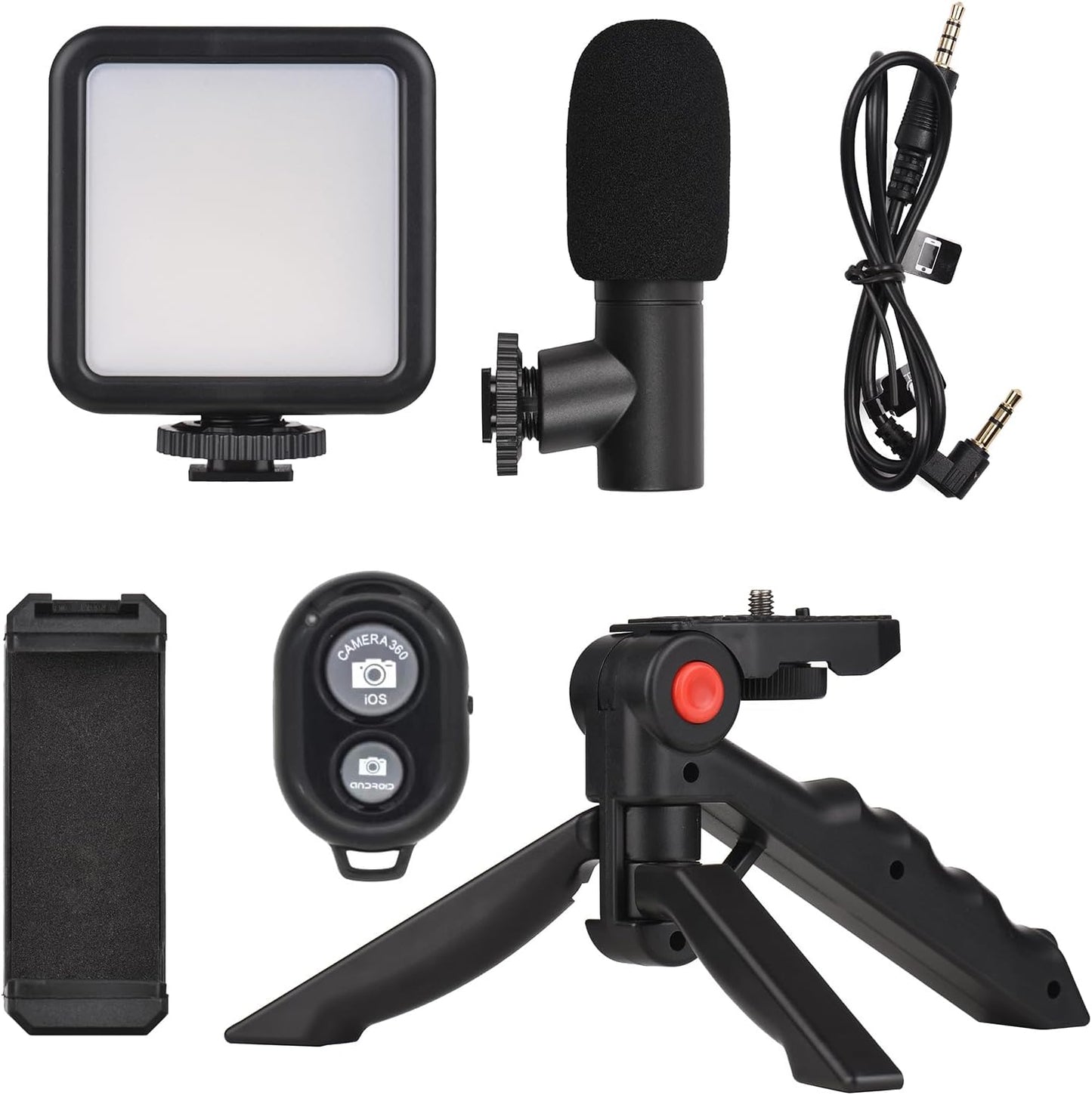 5 in 1 Vlogging Kit with Fill Light Microphone Tripod