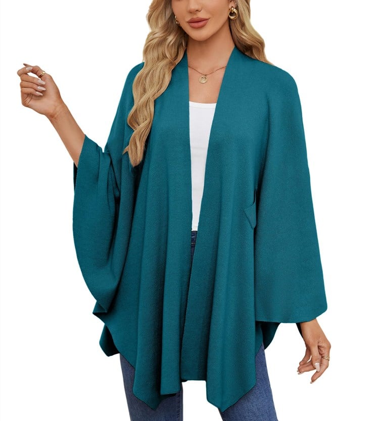 Elegant Shawl Wraps Soft Open Front Poncho Sweater