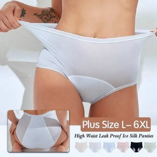 🔥Last Day Promotion -49% OFF🔥 - High Waist Leak Proof Ice Silk Panties Plus Size L-6XL