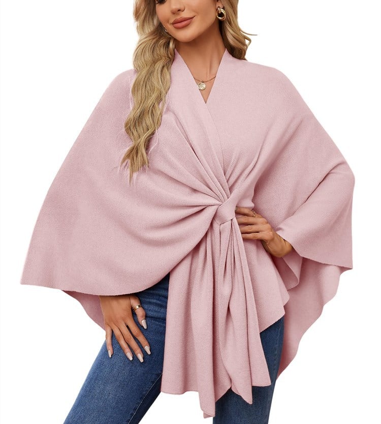 Elegant Shawl Wraps Soft Open Front Poncho Sweater