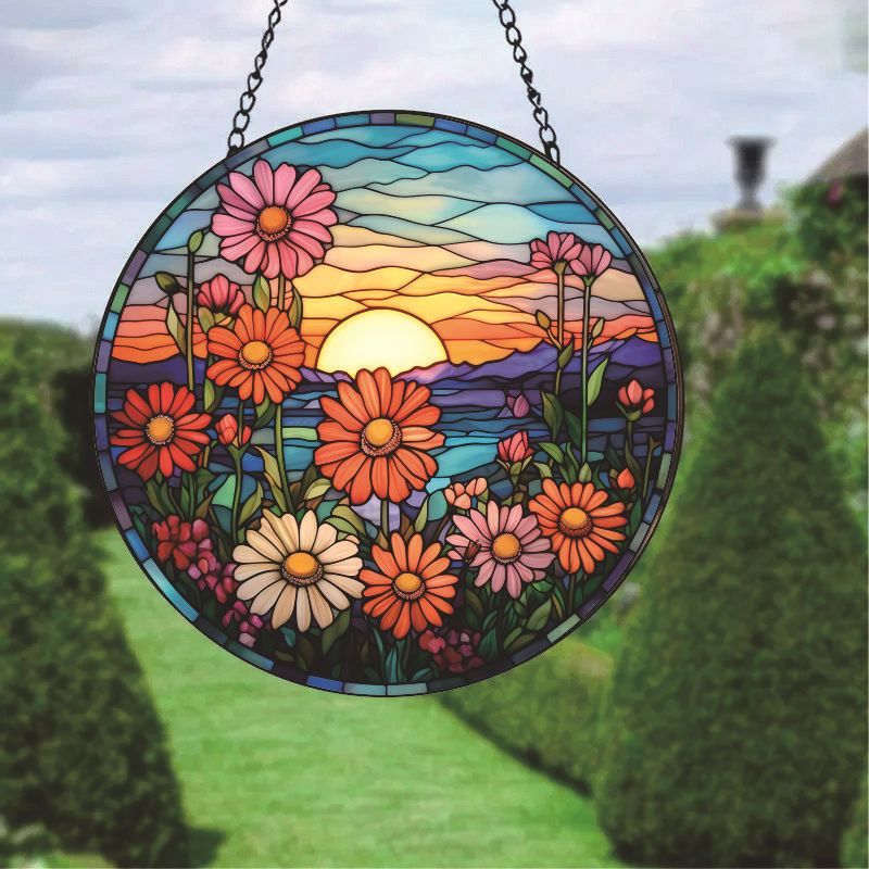 Acrylic wreath colorful disc pendant