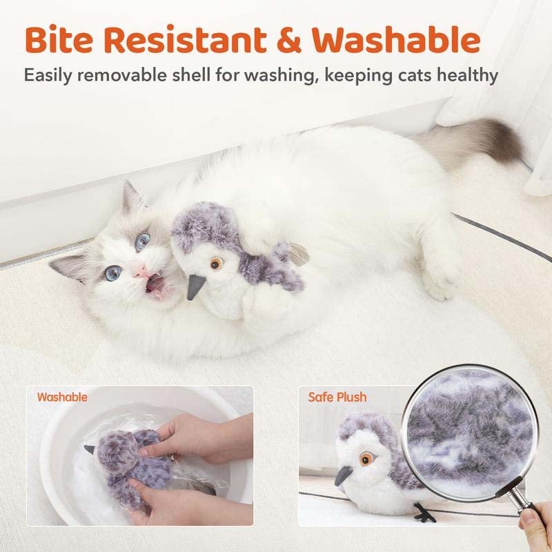 Rechargeable, Interactive Cat Exercise Toys, Lifelike Bird