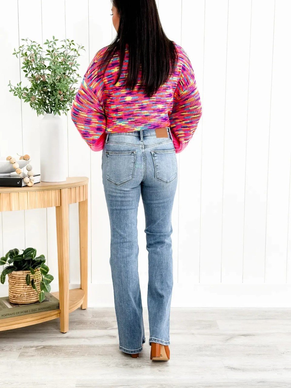 Mid Rise Button Fly Bootcut Jeans