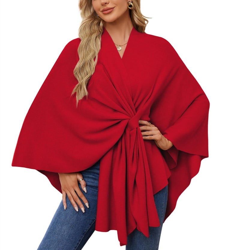 Elegant Shawl Wraps Soft Open Front Poncho Sweater