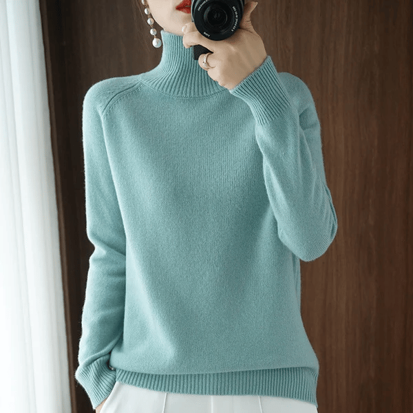 Women's Solid Turtleneck Knit Sweater