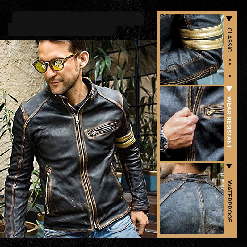 Men’s Classic Motorcycle Leather Jacket