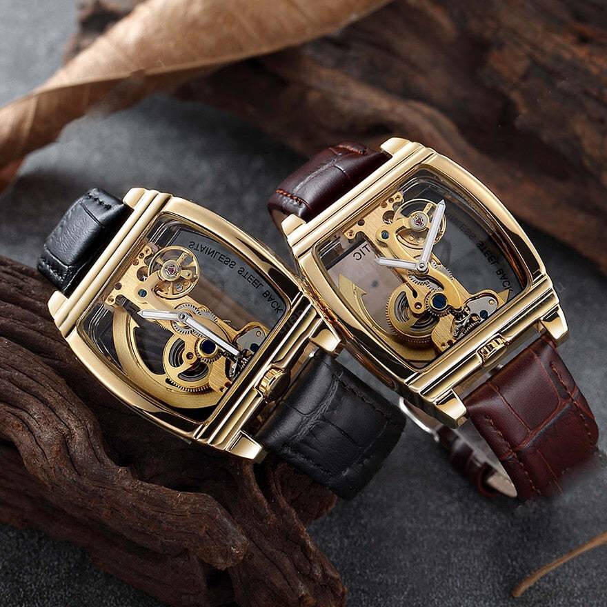 Transparent Automatic Mechanical Steampunk Skull Luxury Gear Watch