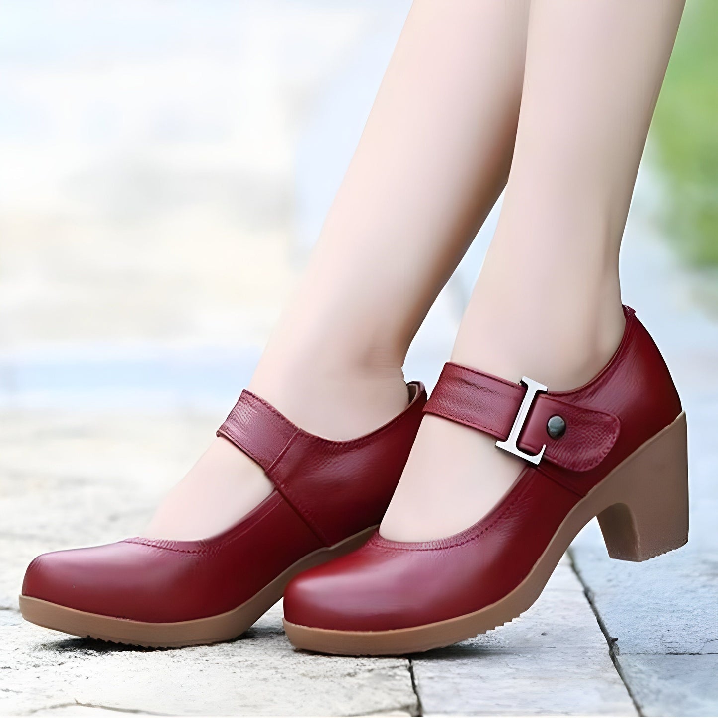 Women's Casual Shoes Brown Leather Pumps Round Toe Shallow