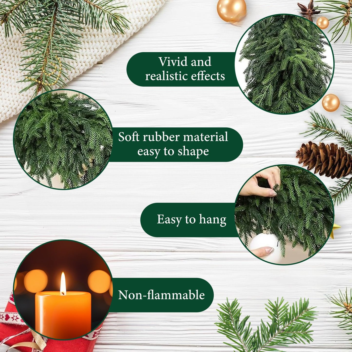 Christmas Sale 50% OFF!✨Realistic Touch Christmas Greenery - Norfolk Pine Garland🌲