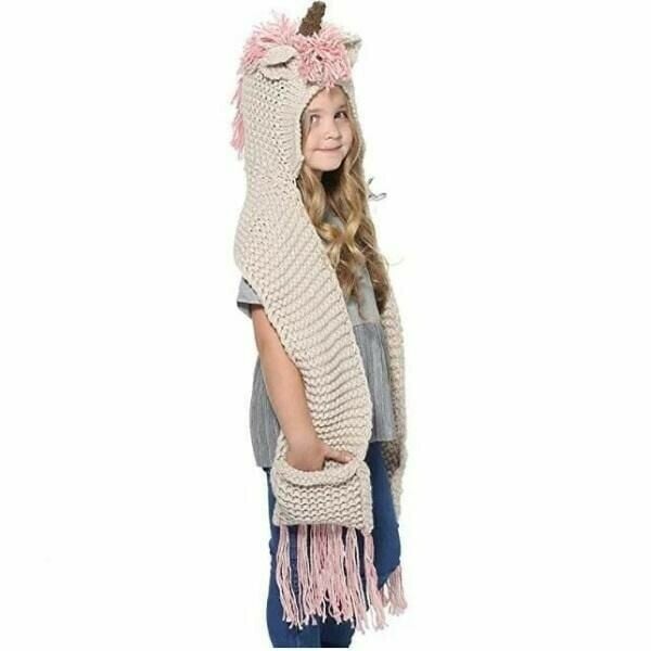 KNITTED UNICORN HATS WITH SCARF SET WINTER WINDPROOF