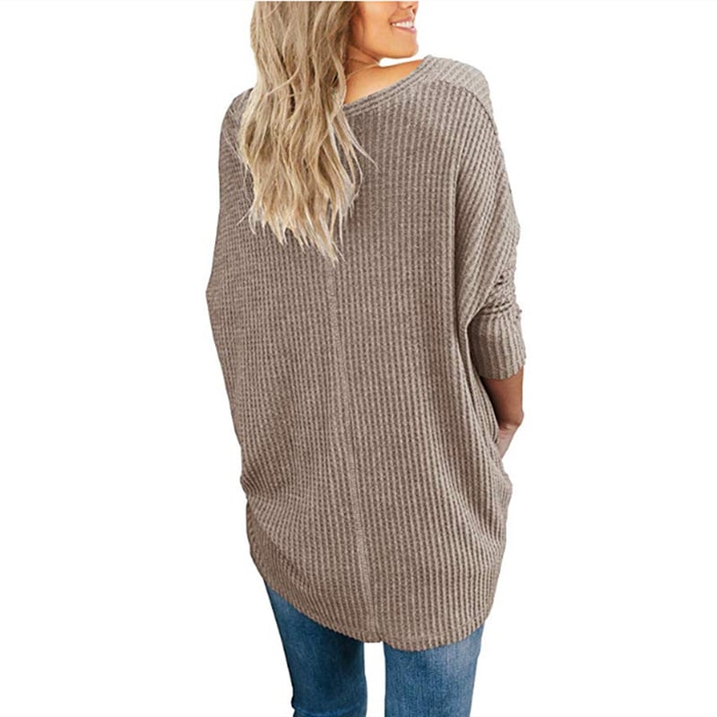 Women's Waffle Knit Tunic Blouse