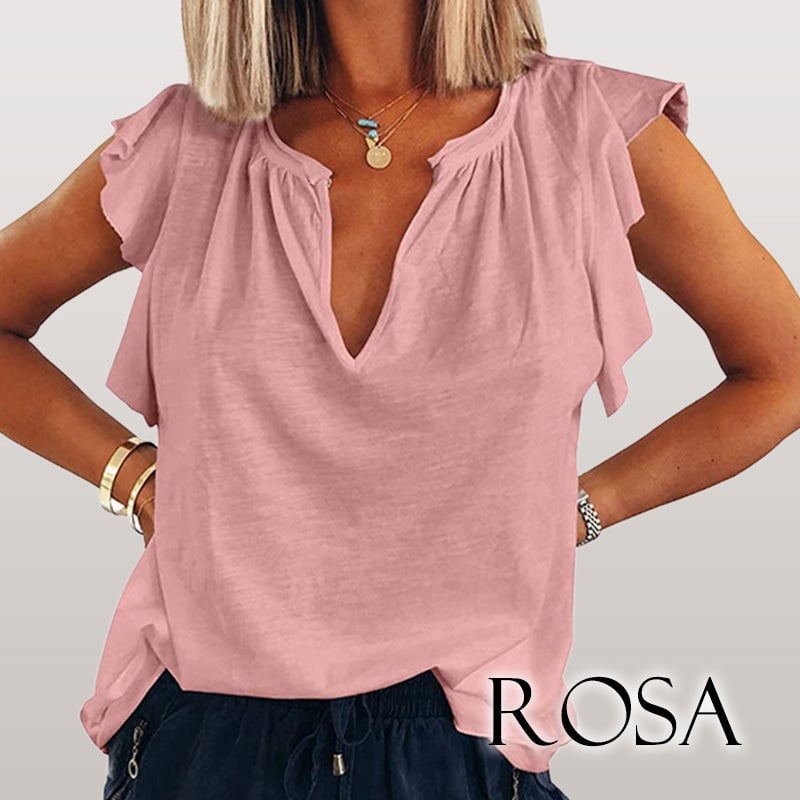 🔥Women's Deep V-Neck Ruffle Sleeve T-Shirt