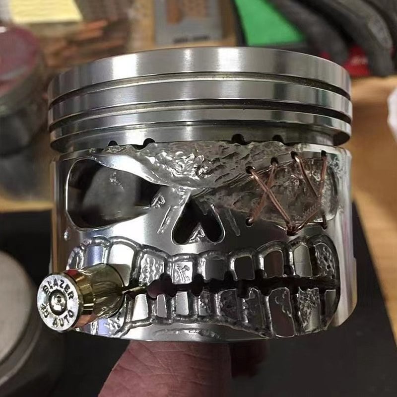 Piston Skull Face Sculpture