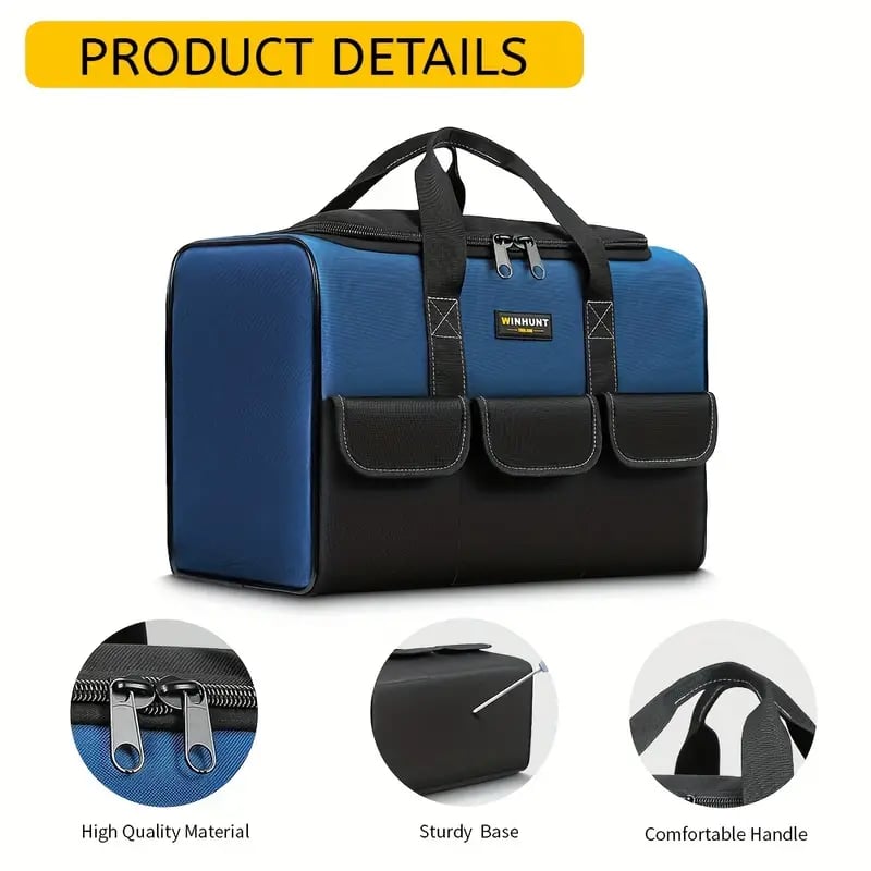 Heavy Duty Tool Bag With Wide Mouth For Tool Storage