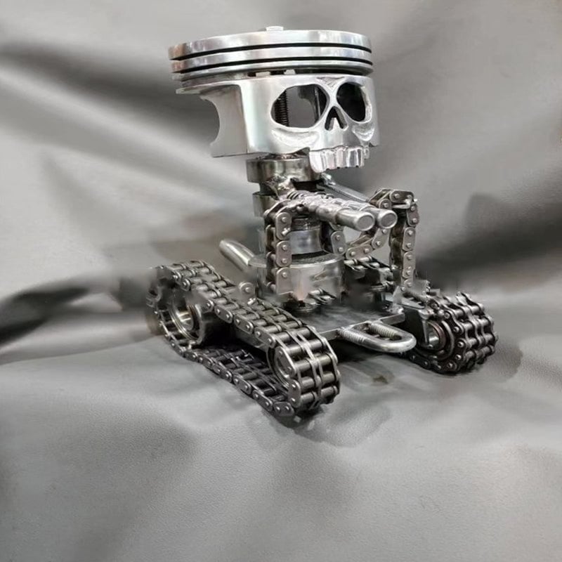 Piston Skull Face Sculpture