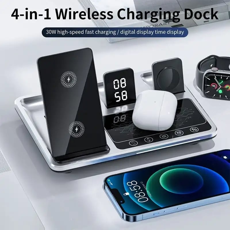 4-in-1 Electric Lifting Multifunctional Wireless Charger 30W Output Power Compatible With Any Device That Supports Wireless Charging