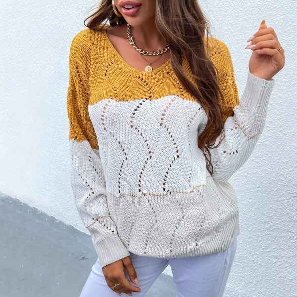 Fashion Women Soft Mohair Hollow Out Knit Pullover Sweaters