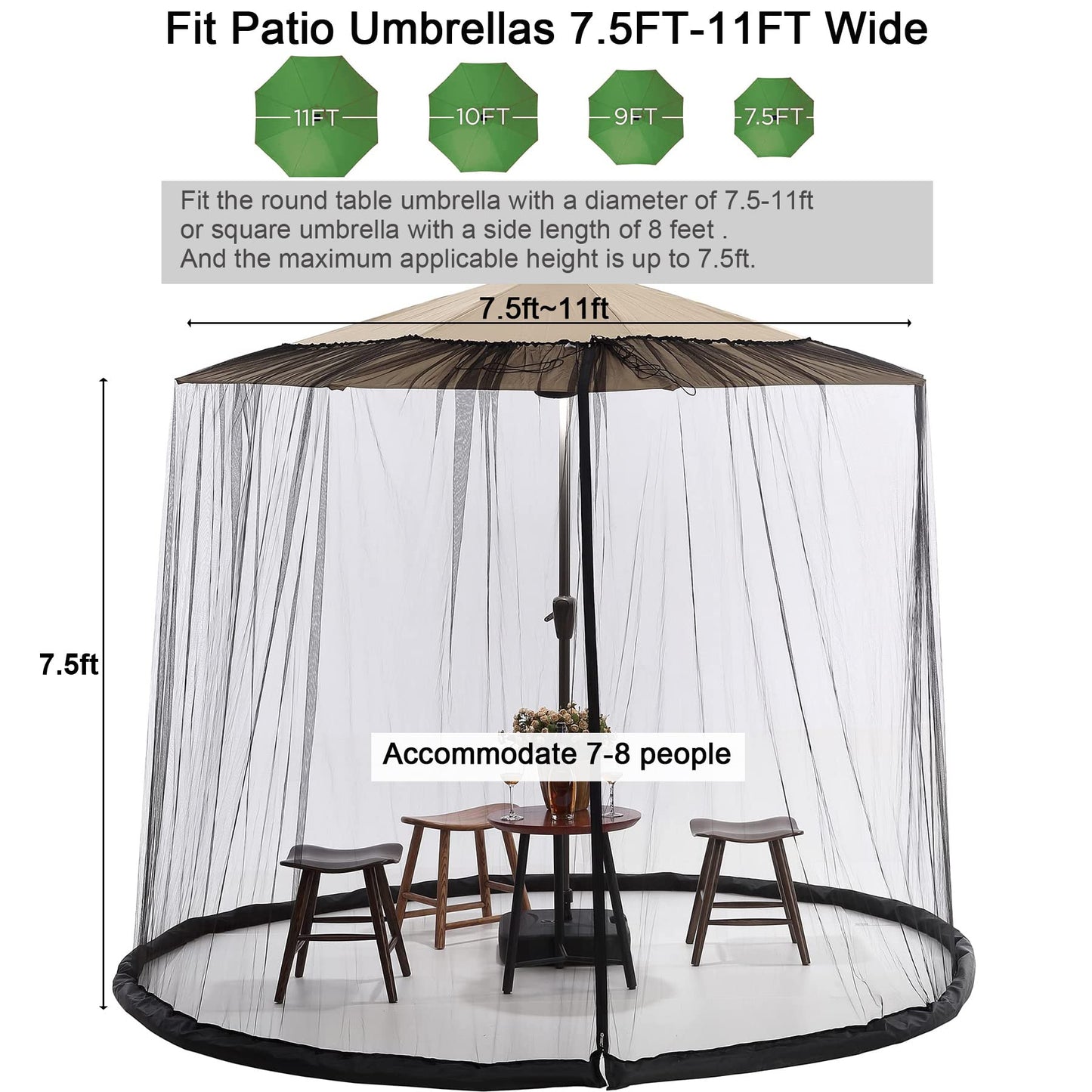 🔥SUMMER HOT SALE - 7.5-10 FT Patio Umbrella Mosquito Net