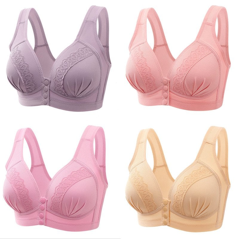 BUY 1 GET 2 FREE(Please add 3 pcs to cart)-2023 Front Button Breathable Skin-Friendly Cotton Bra