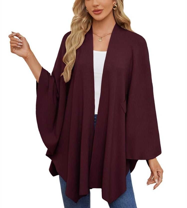 Elegant Shawl Wraps Soft Open Front Poncho Sweater