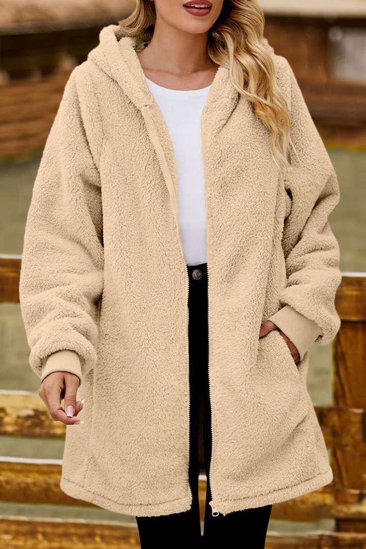 Women Oversized Sherpa Jackets Fuzzy Fleece Hoodies