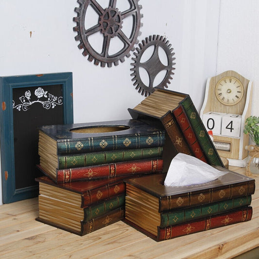 🔥HOT SALE 49% OFF - Creative Retro Wooden Book Shape Tissue Box