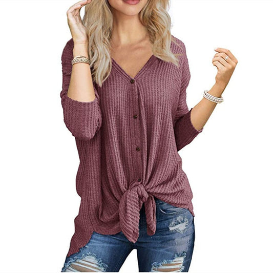 Women's Waffle Knit Tunic Blouse