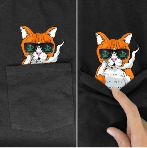 😾🖕Pocket Middle Finger Cat T-Shirt(Buy 2 Free Shipping)