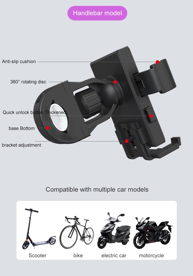 🏍️📱Easy one touch motorbike phone holder