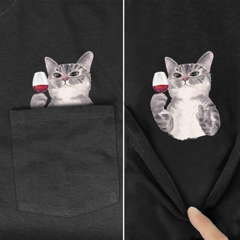 😾🖕Pocket Middle Finger Cat T-Shirt(Buy 2 Free Shipping)