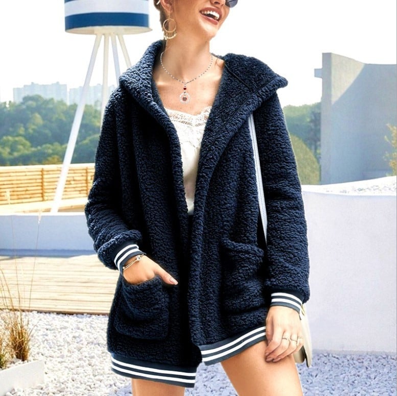 Women's Oversized Hooded Soft Sherpa Fleece Warm Sports Coats