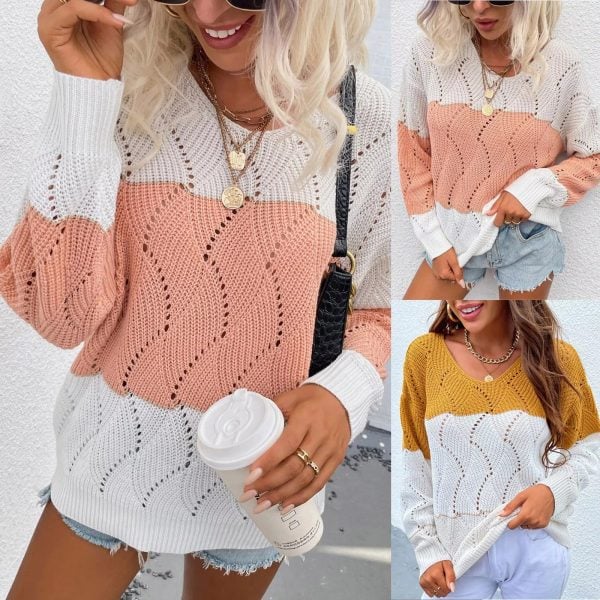 Fashion Women Soft Mohair Hollow Out Knit Pullover Sweaters