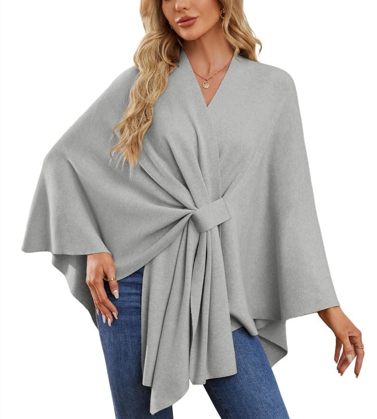 Elegant Shawl Wraps Soft Open Front Poncho Sweater