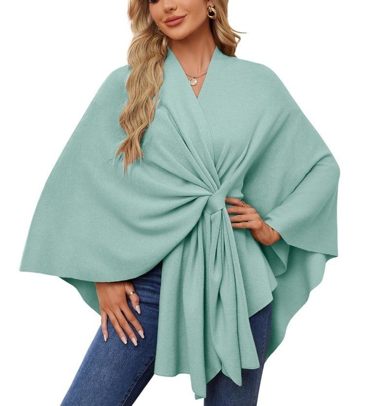 Elegant Shawl Wraps Soft Open Front Poncho Sweater