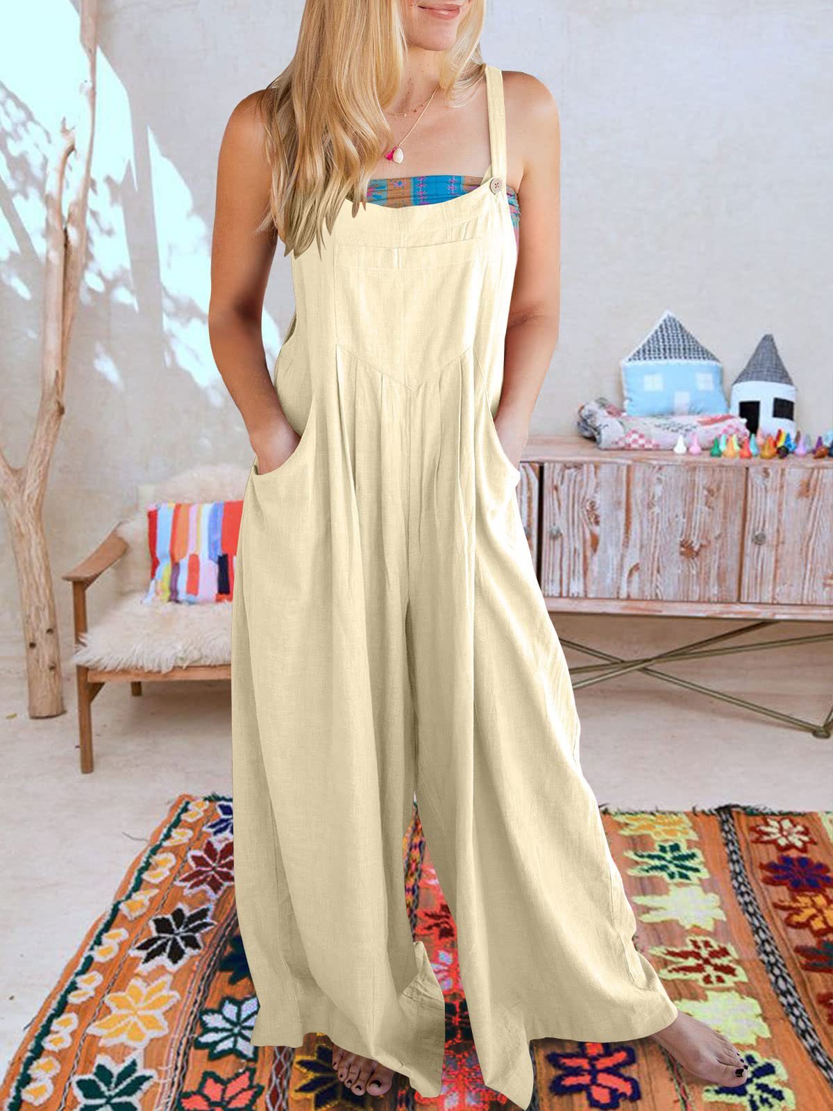 Plus Size Wide Leg Overalls Jumpsuit (Buy 2 Free Shipping)