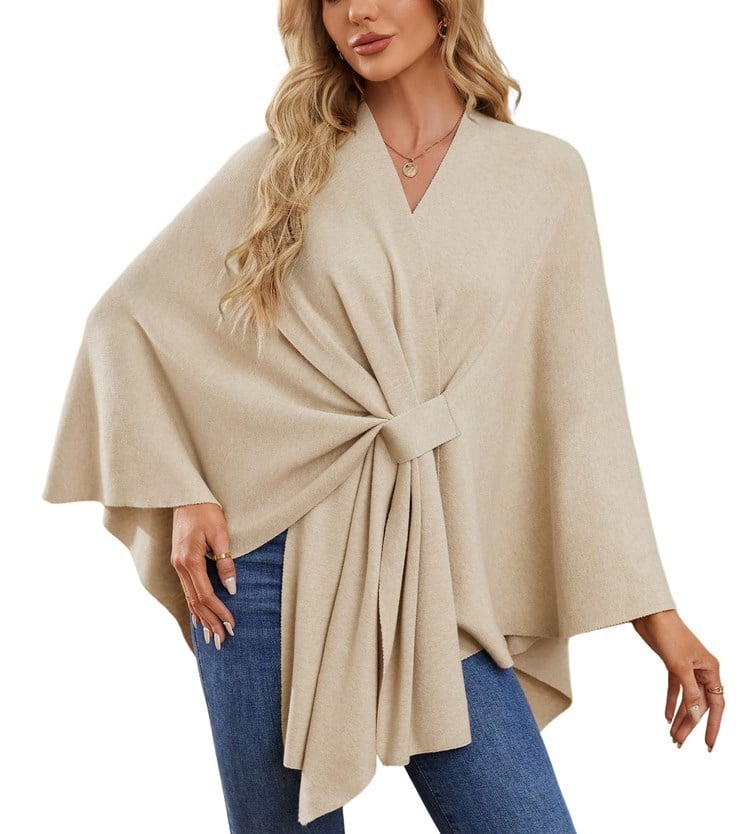 Elegant Shawl Wraps Soft Open Front Poncho Sweater