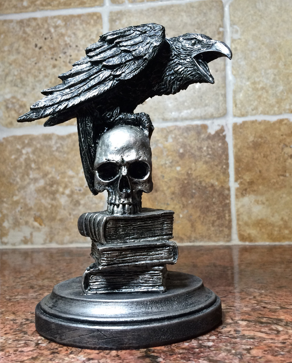 Gothic hand painted raven statue