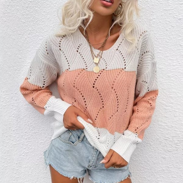 Fashion Women Soft Mohair Hollow Out Knit Pullover Sweaters