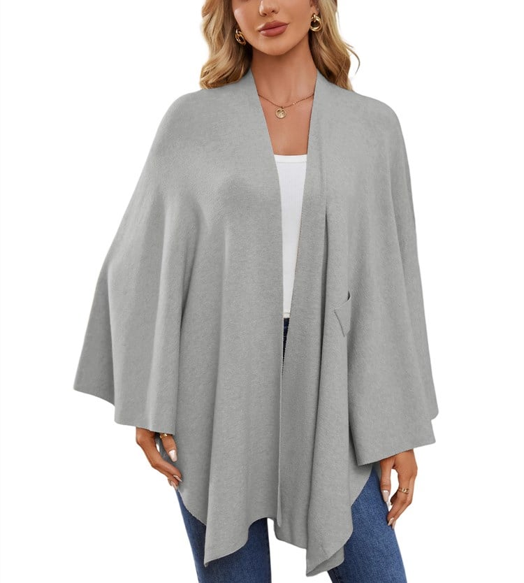 Elegant Shawl Wraps Soft Open Front Poncho Sweater