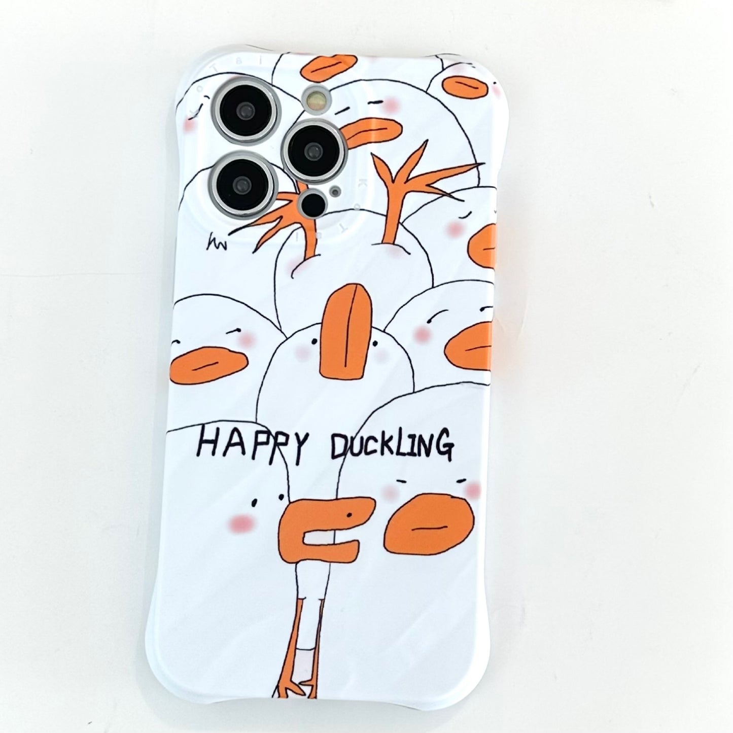 Funny and cute duck glossy pleated phone case