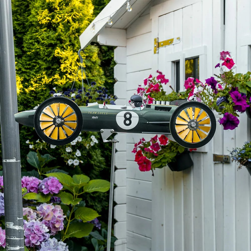 Outdoor Garden Balcony Race Car Decorative Windmill