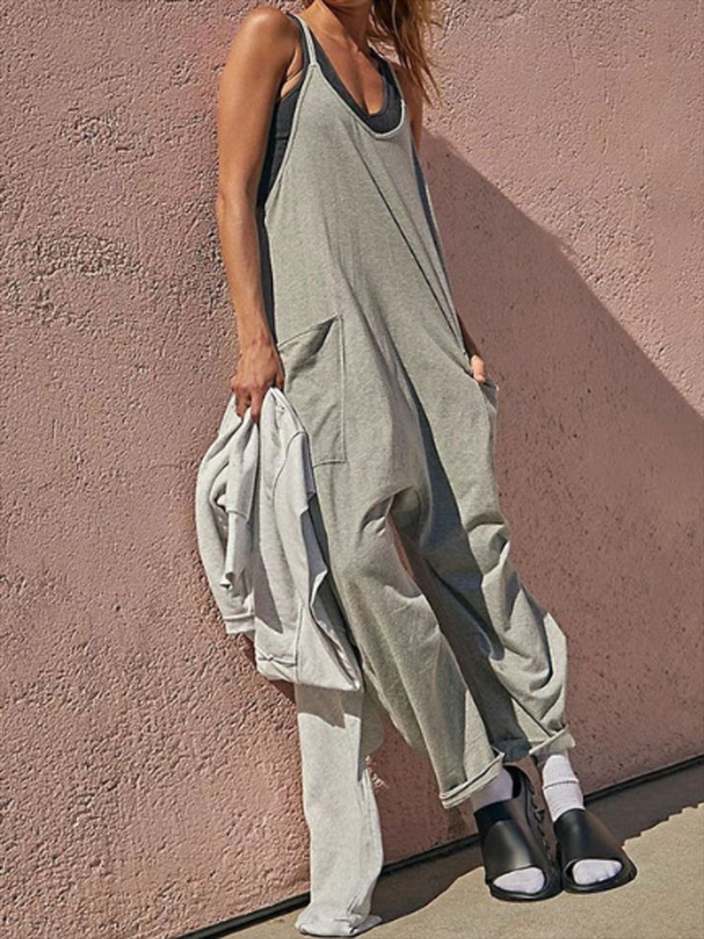 Womens Casual Wide Leg Jumpsuit