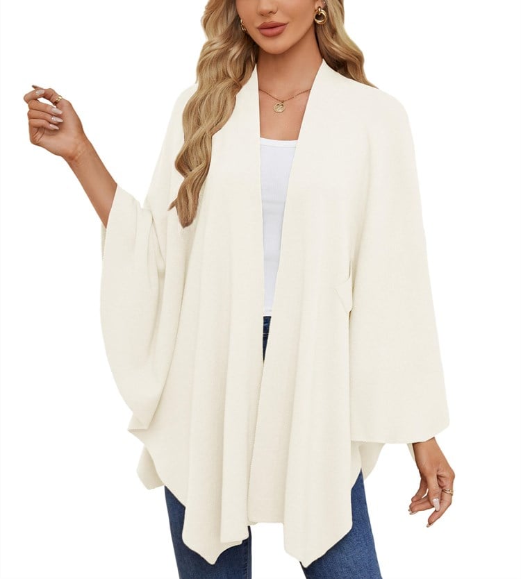 Elegant Shawl Wraps Soft Open Front Poncho Sweater