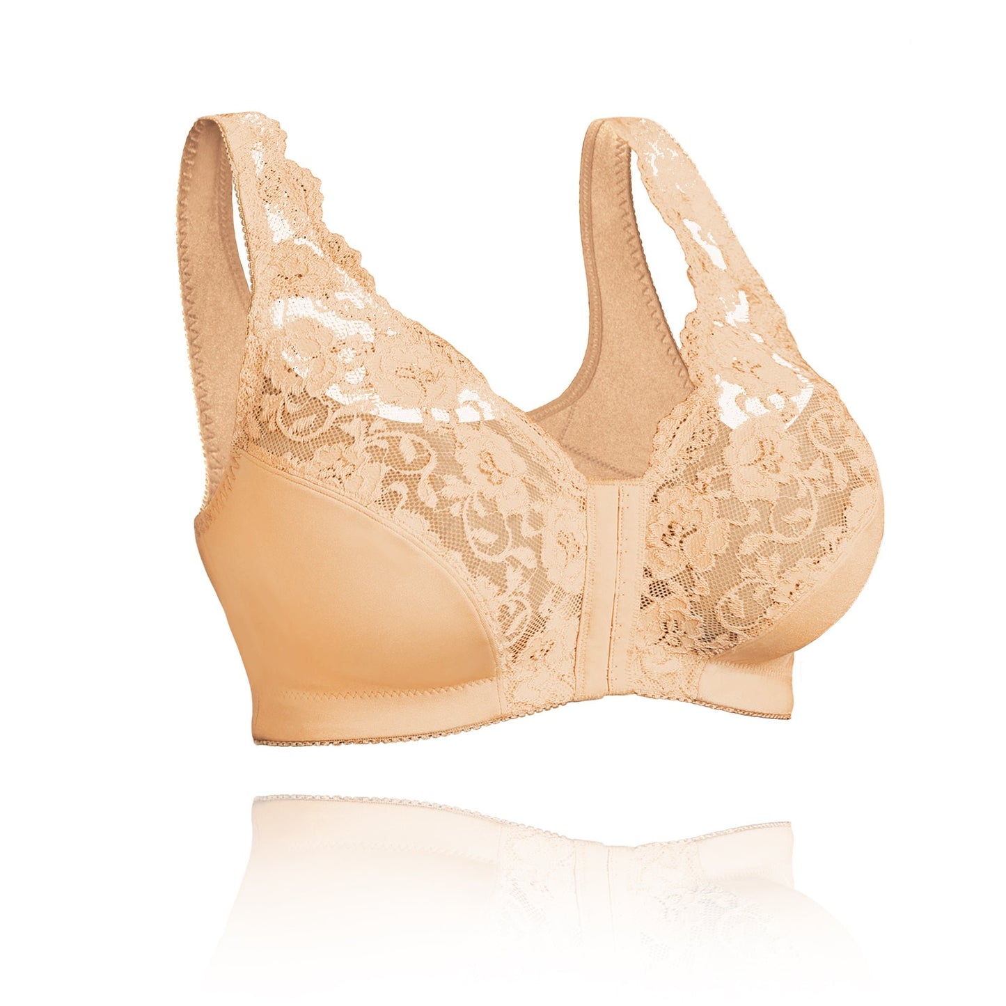 Front hooks, stretch-lace, super-lift, and posture correction – ALL IN ONE BRA!