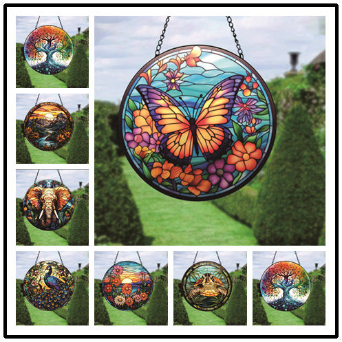 Acrylic wreath colorful disc pendant