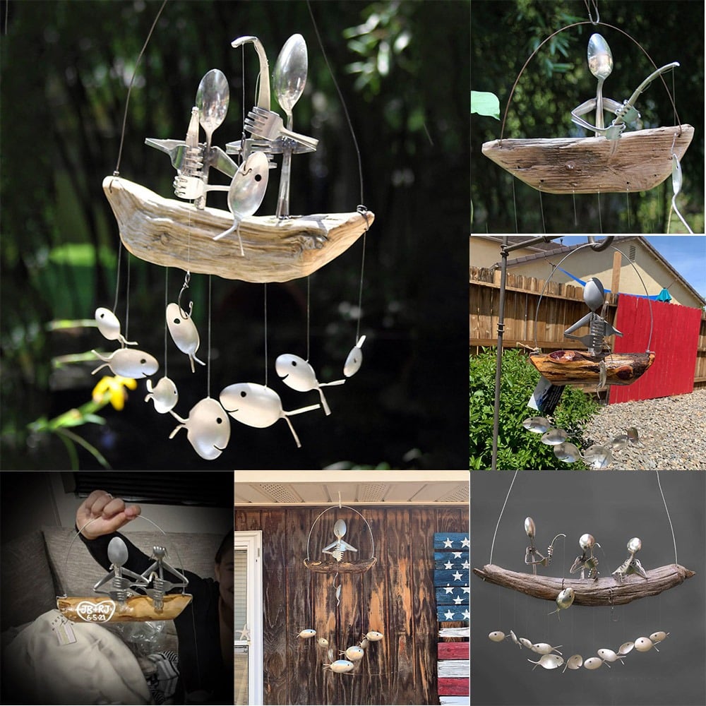 ❤️Handcrafted Fisherman's Spoon Fish Sculpture Wind Chime