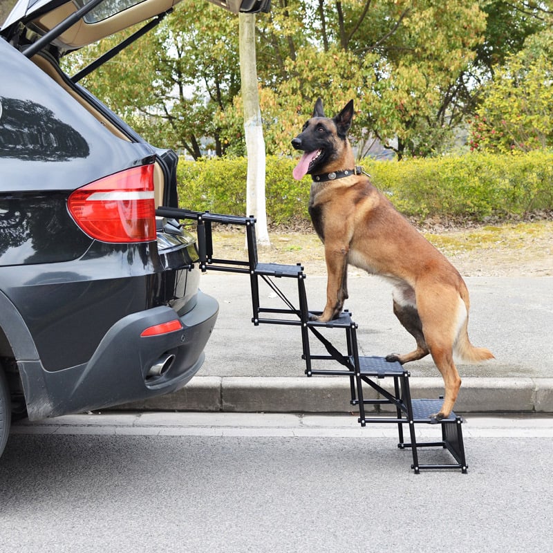 Foldable Dog Car Ramp - Portable Pet Steps for Large Dogs, Non-Slip Surface - Supports Up to 200 lbs - SUVs, Trucks, and Cars