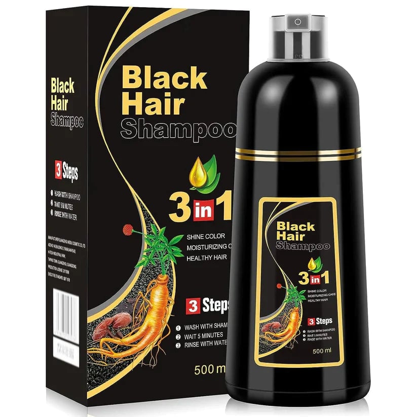 Black Hair DYE Shampoo 3 In 1 BUY 2 GET 1 FREE with Money Back Guarantee