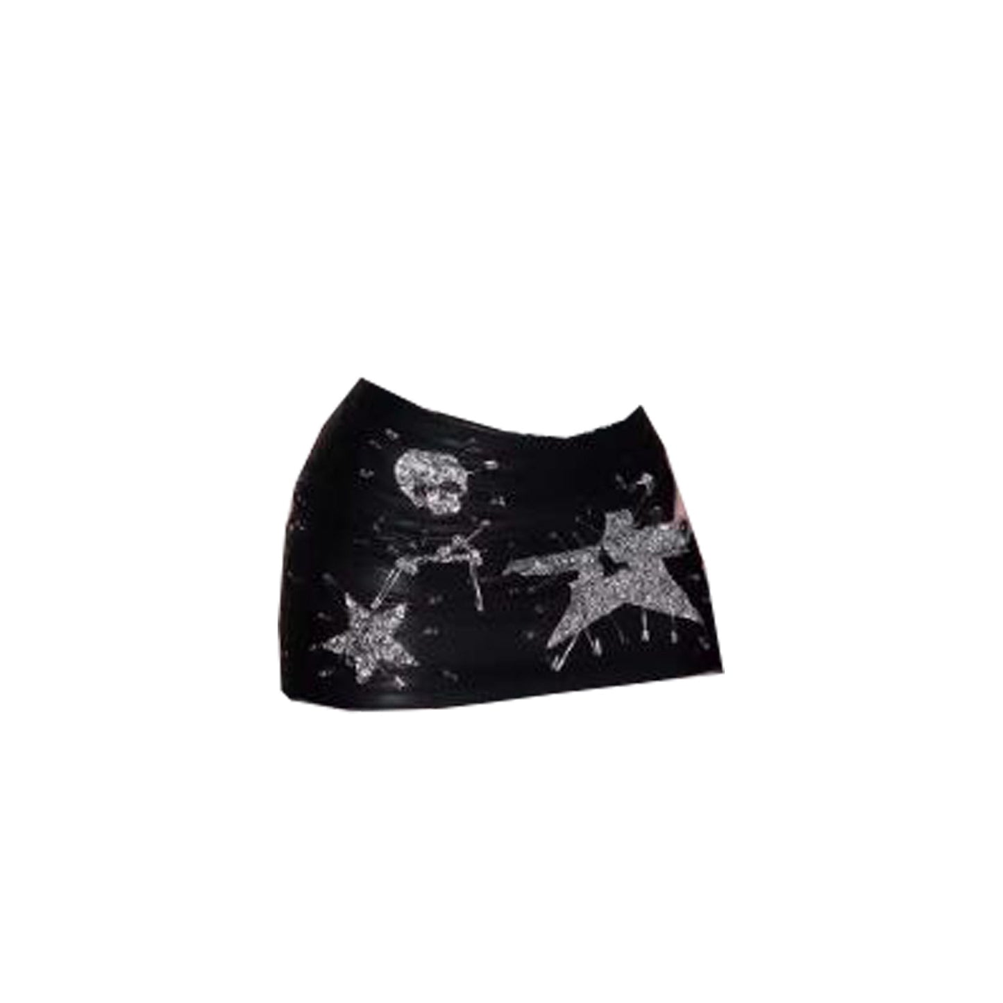 Halter beaded skeleton print o ring mini skirt set