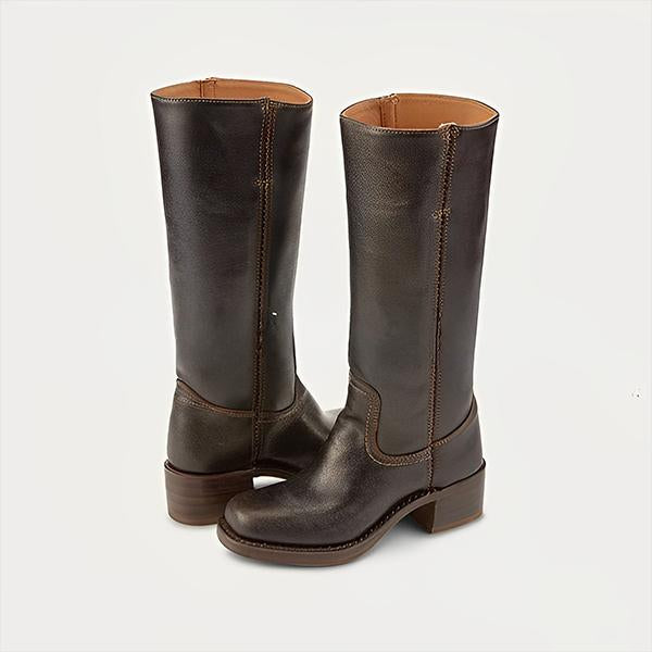 Women's Retro Simple Square Toe Western Boots